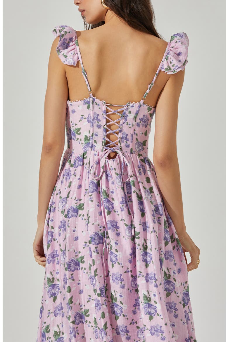Wedelia Floral Print A-Line Dress, Alternate, color, PURPLE FLORAL