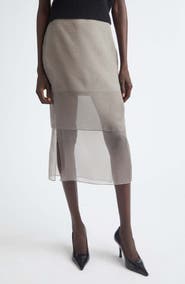 Brandon Maxwell The Brett Tiered Silk Organza Pencil Skirt