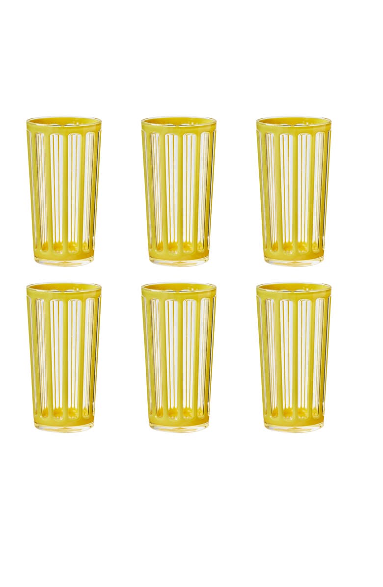 tag Villa Yellow Acrylic Tumbler Set of 6 BPA-Free Durable, Main, color, Yellow