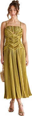 Coast Pleated Peplum Strappy Satin Dress