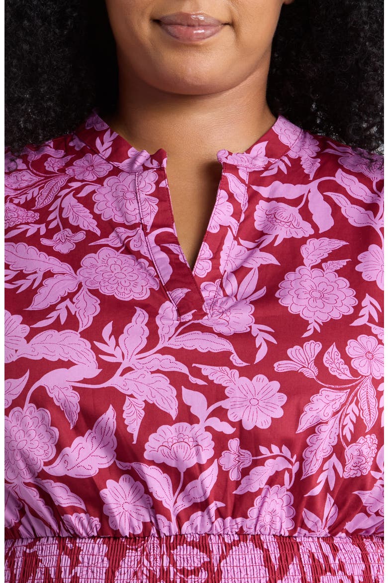 Floral Print Maxi Dress, Alternate, color, BURGUNDY-PINK