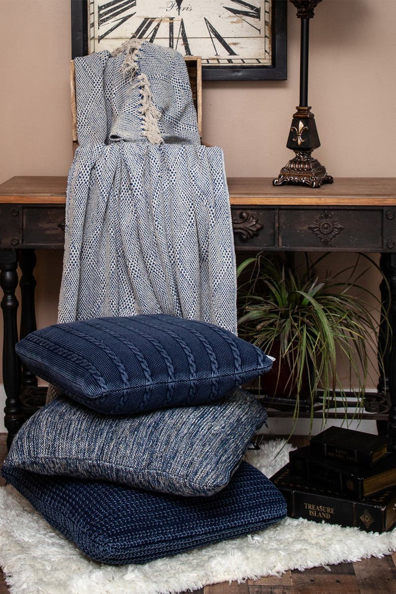 Kora Transitional Blue 52" x 67" Woven Handloom Throw, Alternate, color, BLUE