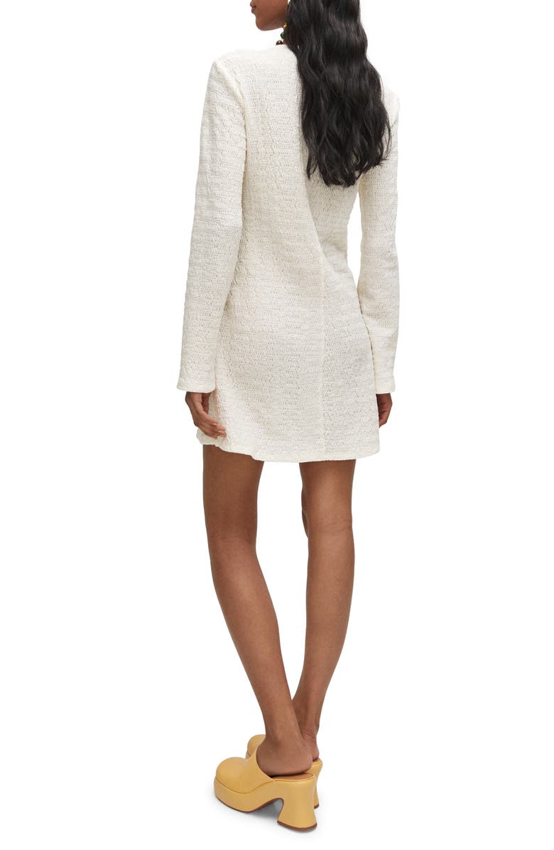 MANGO Textured O-Ring Long Sleeve Minidress, Alternate, color, 