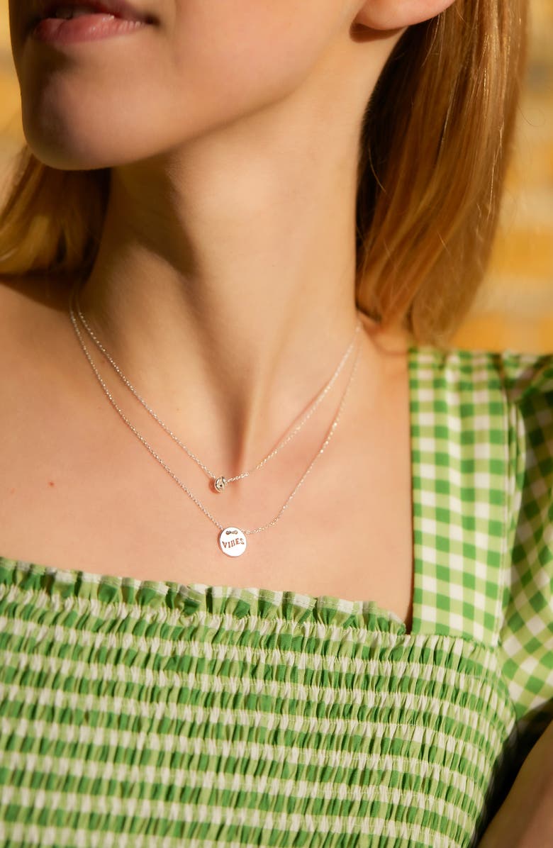 Estella Bartlett Knot Charm Necklace, Alternate, color, Silver