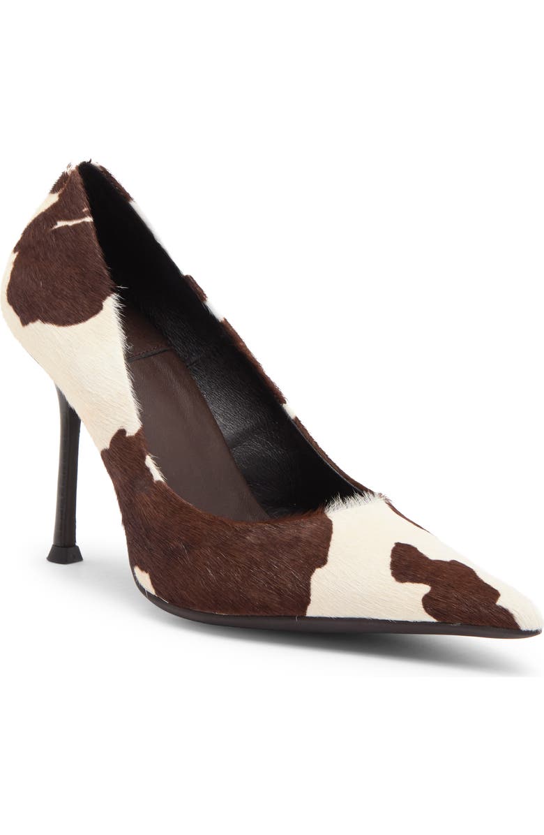 Jeffrey Campbell Risktake Genuine Calf Hair Pointed Toe Pump, Main, color, Brown White Cow