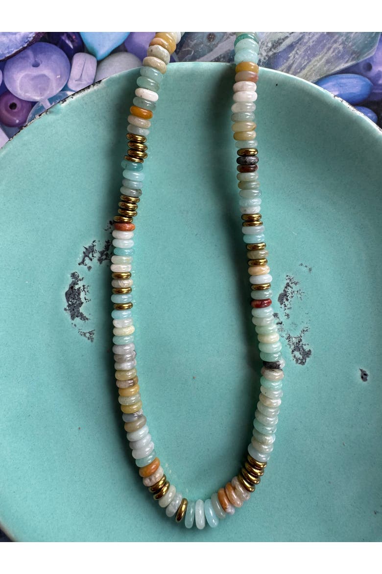 Fields of Gold Gemstone Beaded  Necklace, Alternate, color, Blue-Green
