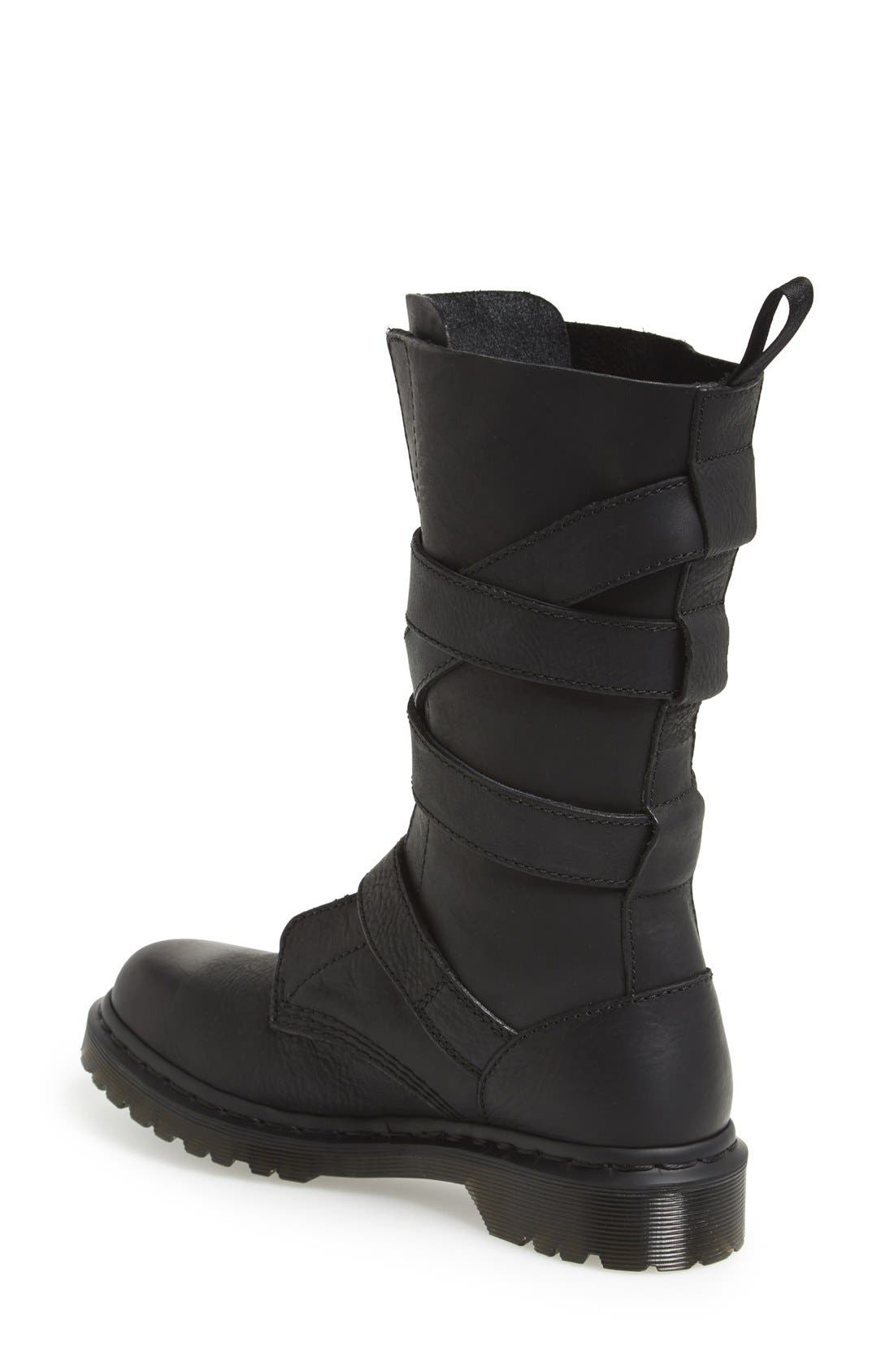 'Lauren' Lug Military Boot, Alternate, color, BLACK