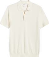 Nordstrom Short Sleeve Textured Cotton & Silk Polo Sweater