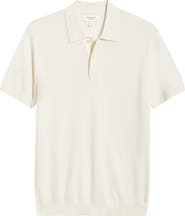 Nordstrom Short Sleeve Textured Cotton & Silk Polo Sweater