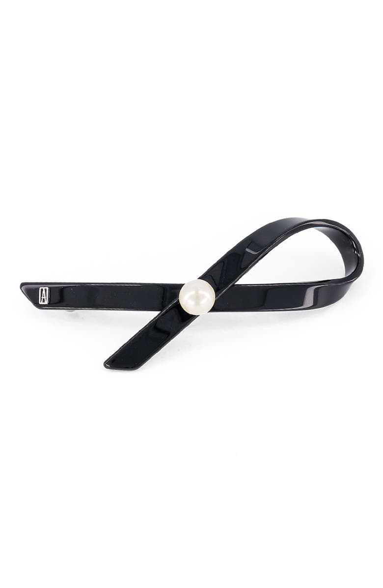 Alexandre de Paris Lutece acetate and pearl barette, Alternate, color, Black