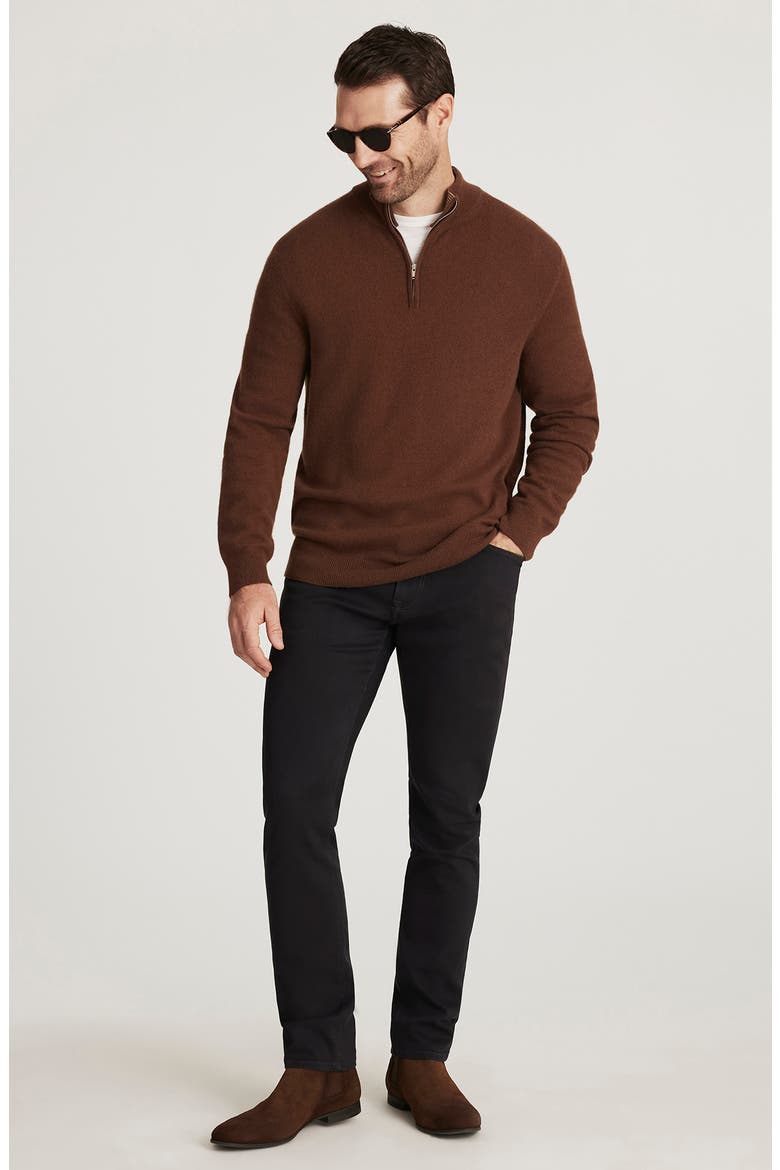 Cashmere, Silk & Wool Quarter Zip Sweater, Alternate, color, BROWN