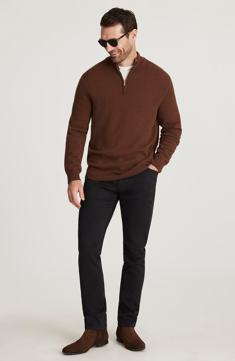 34 Heritage Cashmere, Silk & Wool Quarter Zip Sweater, Alternate, color, Brown