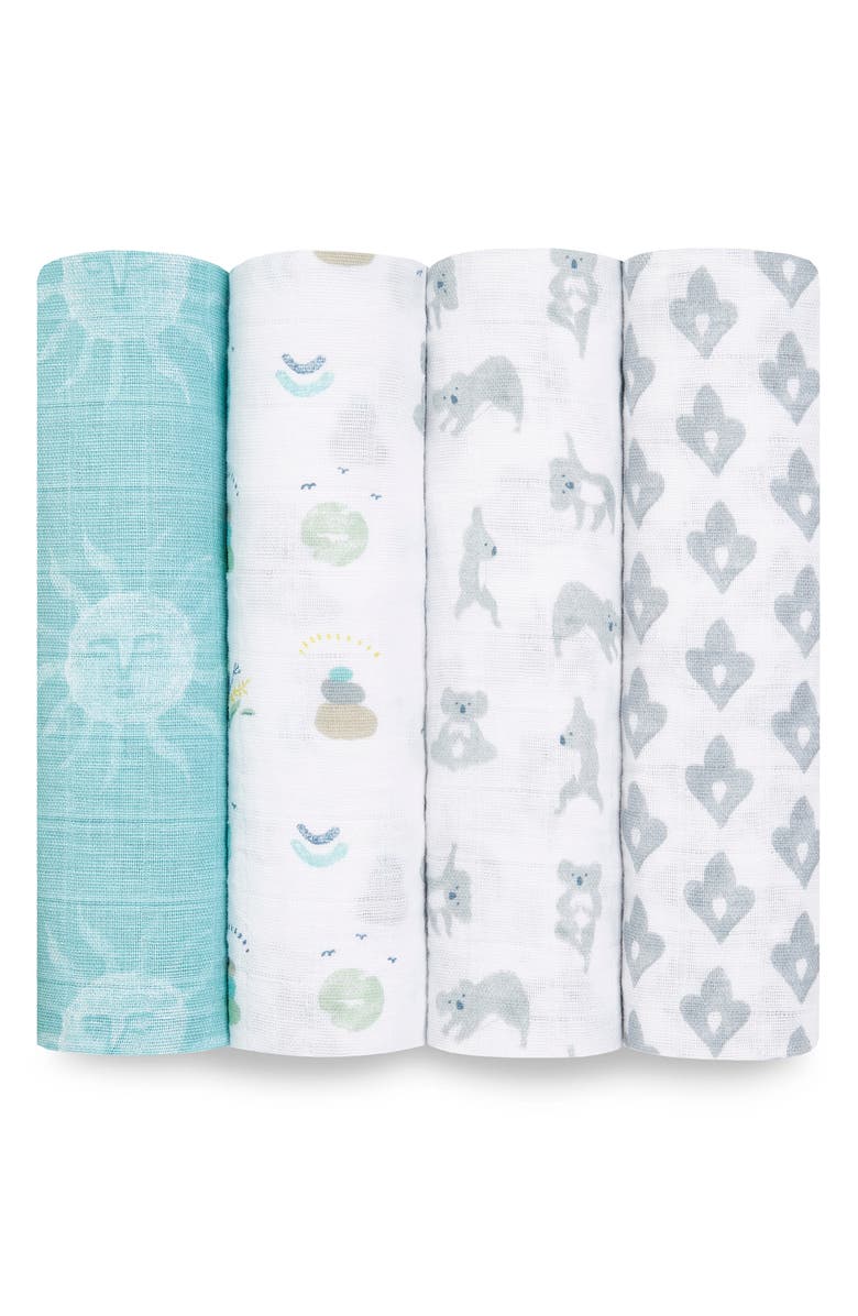 aden + anais 4-Pack Classic Swaddling Cloths, Main, color, 