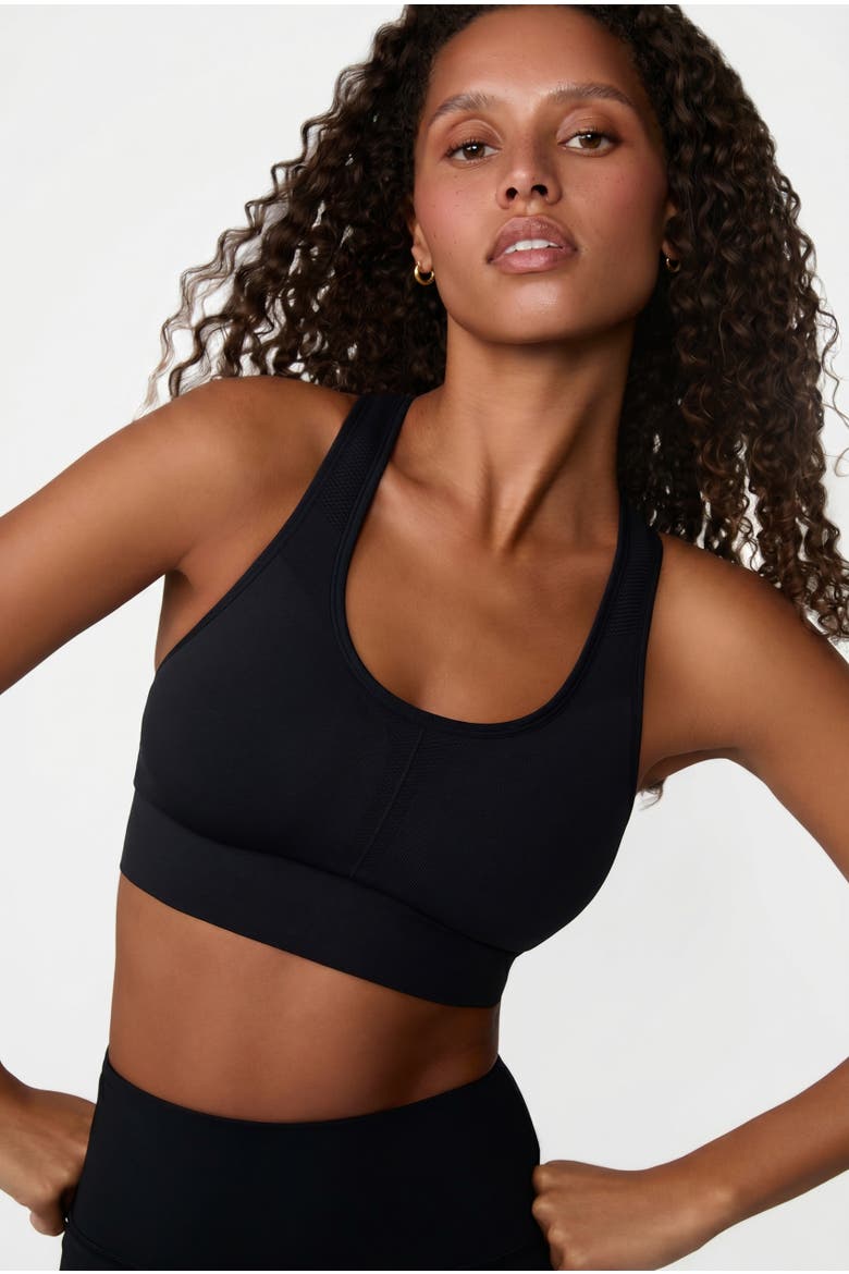Seamless Racerback Sports Bra, Alternate, color, Black