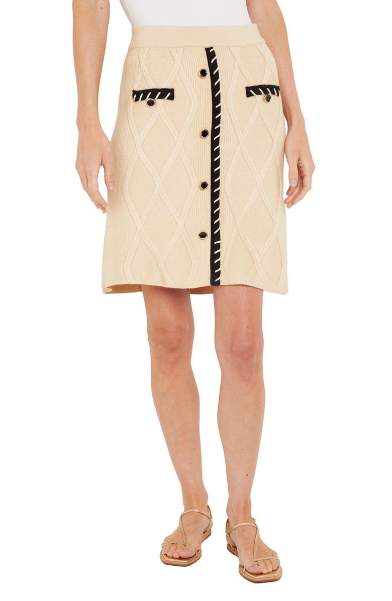 Misook Button Front A-Line Sweater Skirt, Main, color, 
