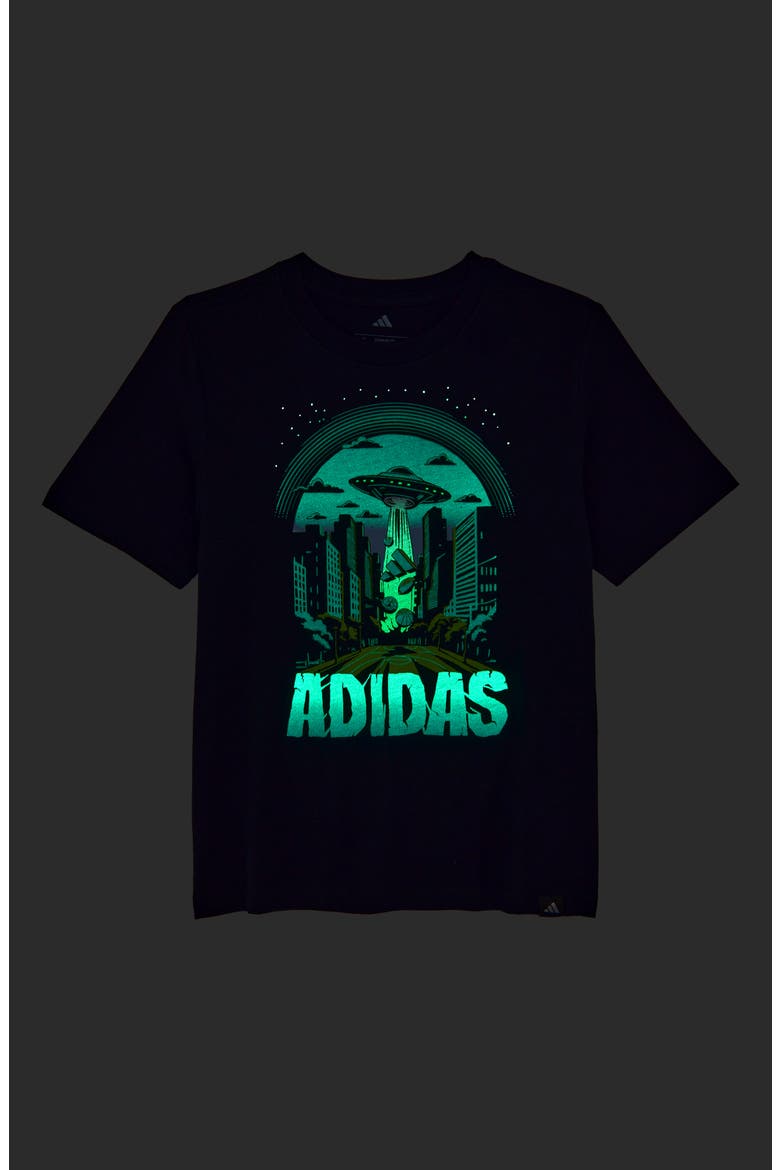 Kids' Glow in the Dark Space City Graphic T-Shirt, Alternate, color, BLACK MULTI