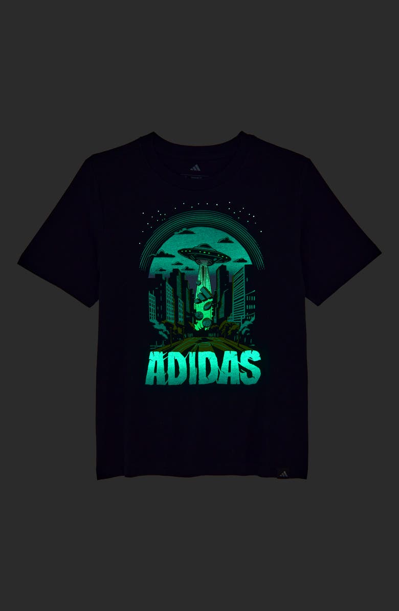 adidas Kids' Glow in the Dark Space City Graphic T-Shirt, Alternate, color, Black Multi