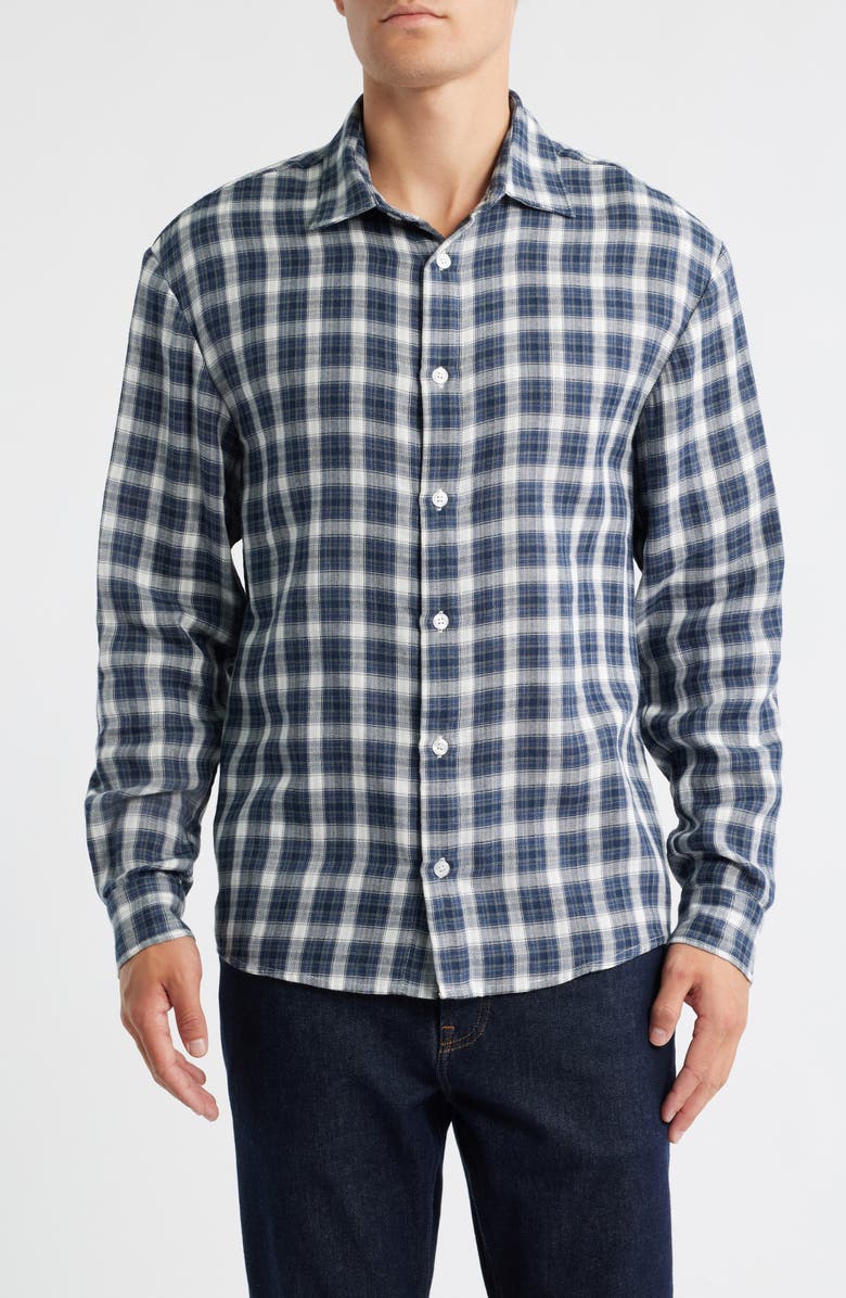 KROST Kenmare Plaid Cotton Flannel Button-Up Shirt, Main, color, Dark Navy