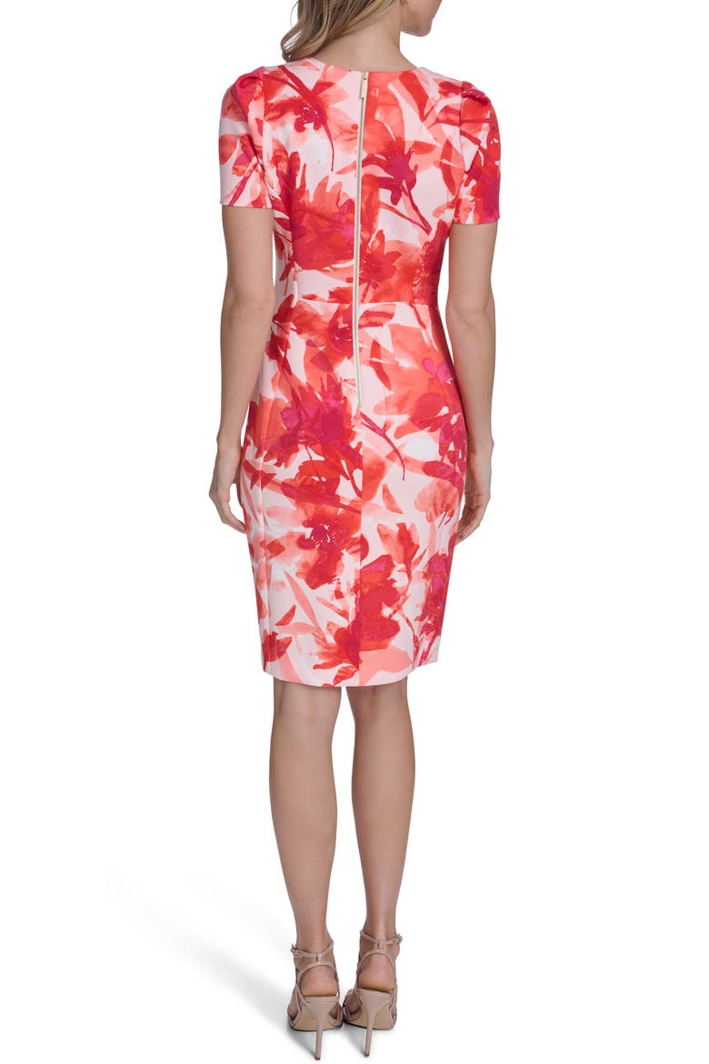Floral Sheath Midi Dress, Alternate, color, GINGER MULTI