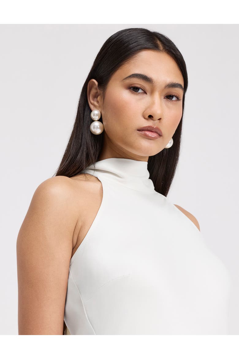 Angelica High Neck Satin Maxi Dress, Alternate, color, Ivory