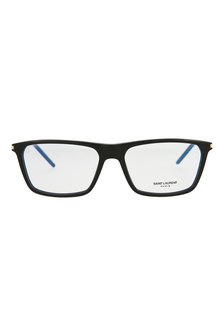 56mm Rectangle Optical Frames, Main, color, BLACK BLACK TRANSPARENT