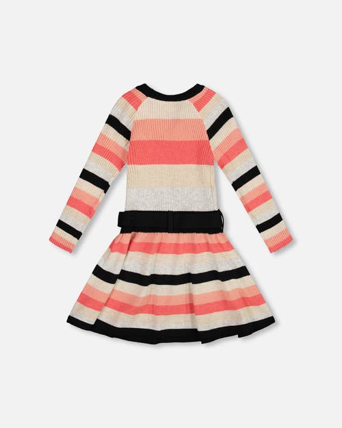 Deux Par Deux Striped Knit Dress In Multi