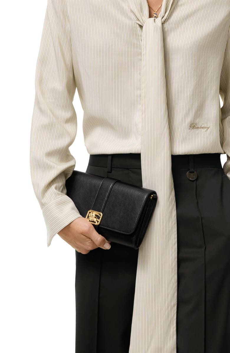 Burberry Rider Leather Wallet on a Chain, Alternate, color, Black