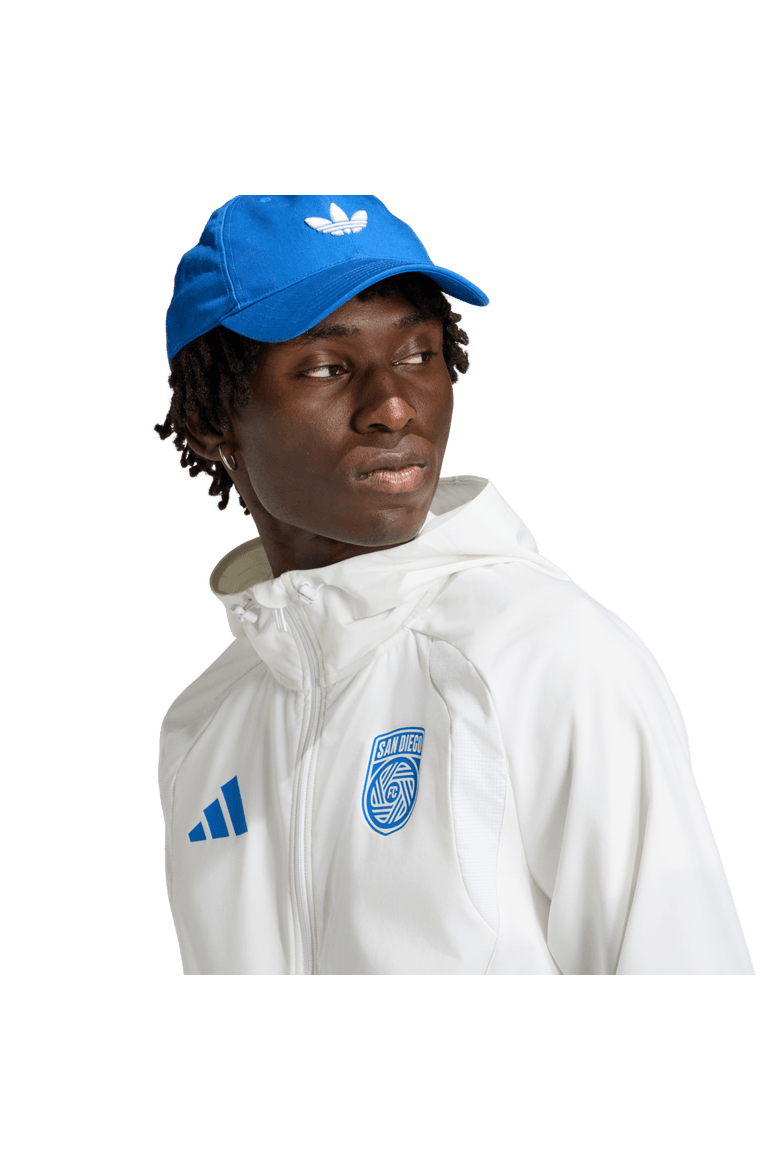 Men's adidas  White San Diego FC Tiro Travel Full-Zip Hooded Windbreaker, Alternate, color, White