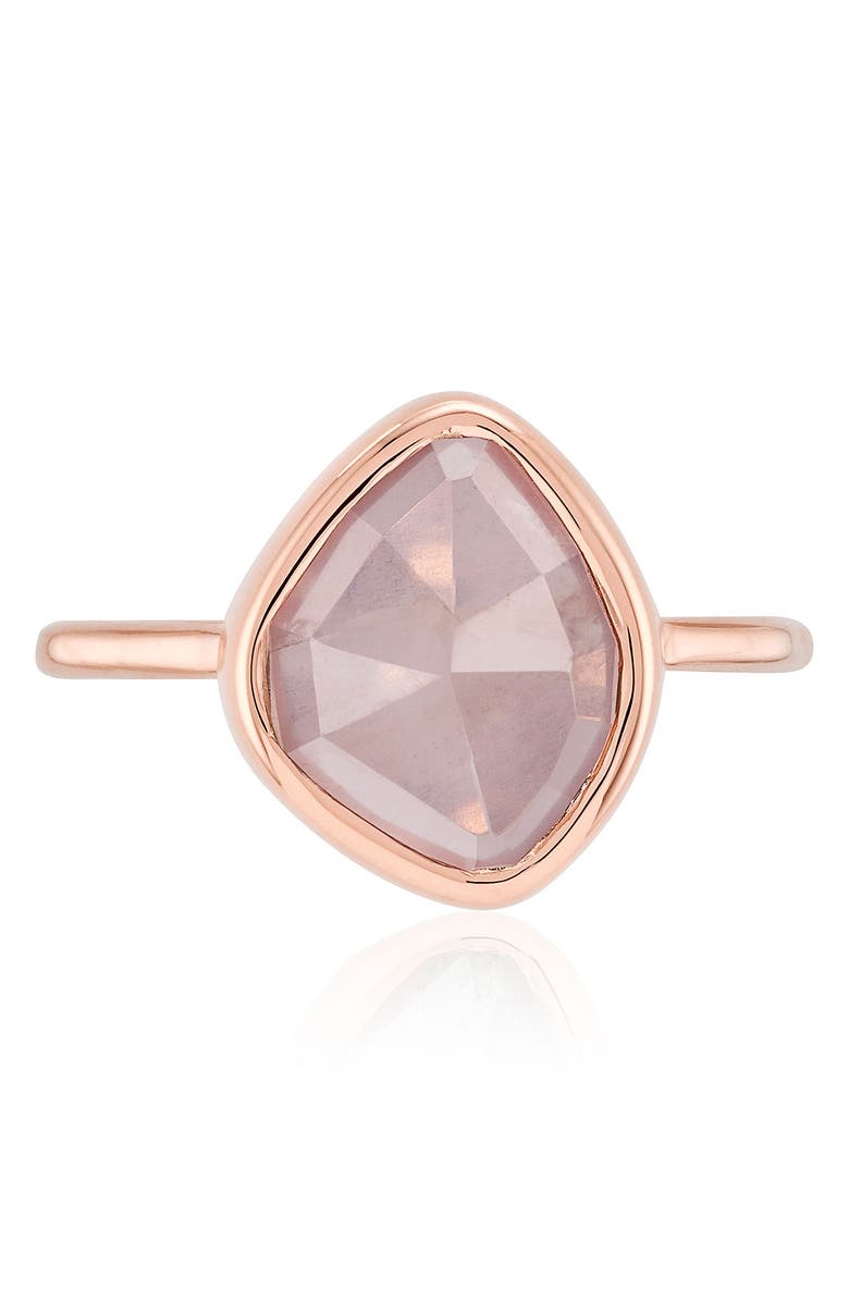 Monica Vinader Siren Small Nugget Stacking Ring, Alternate, color, Rose Gold/ Rose Quartz