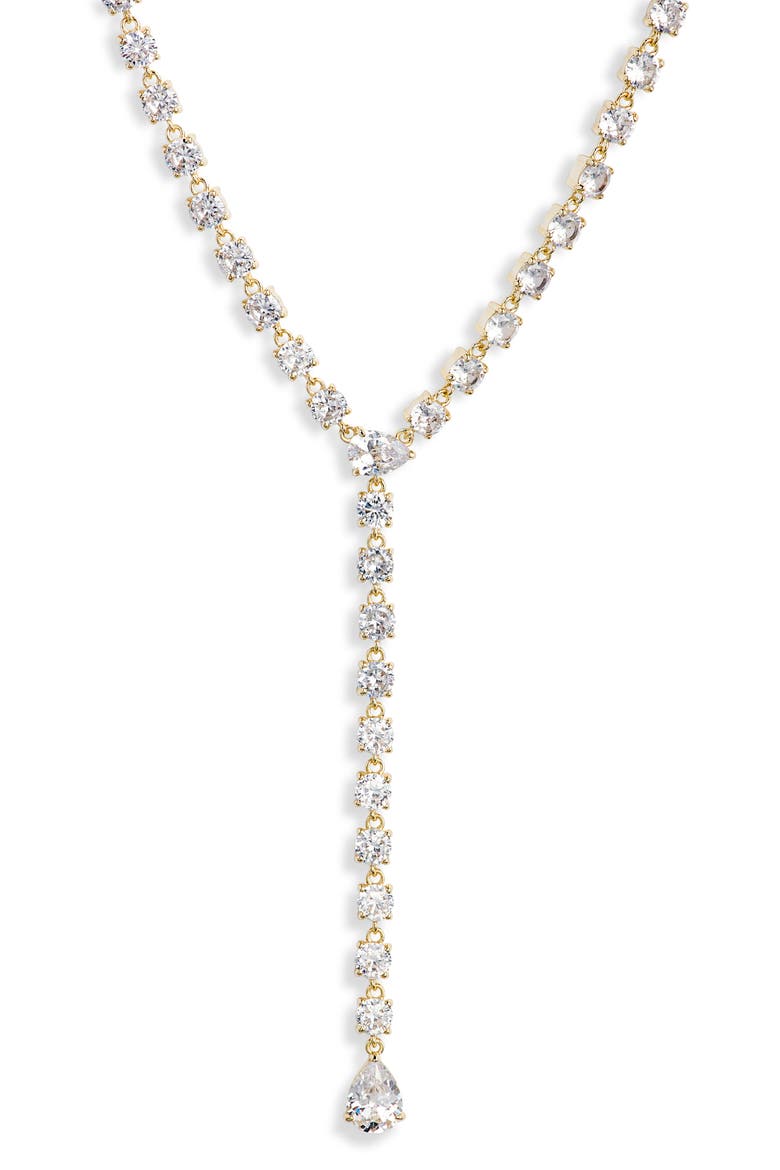 Cubic Zirconia Y-Necklace, Main, color, GOLD/WHITE DIAMONDETTES