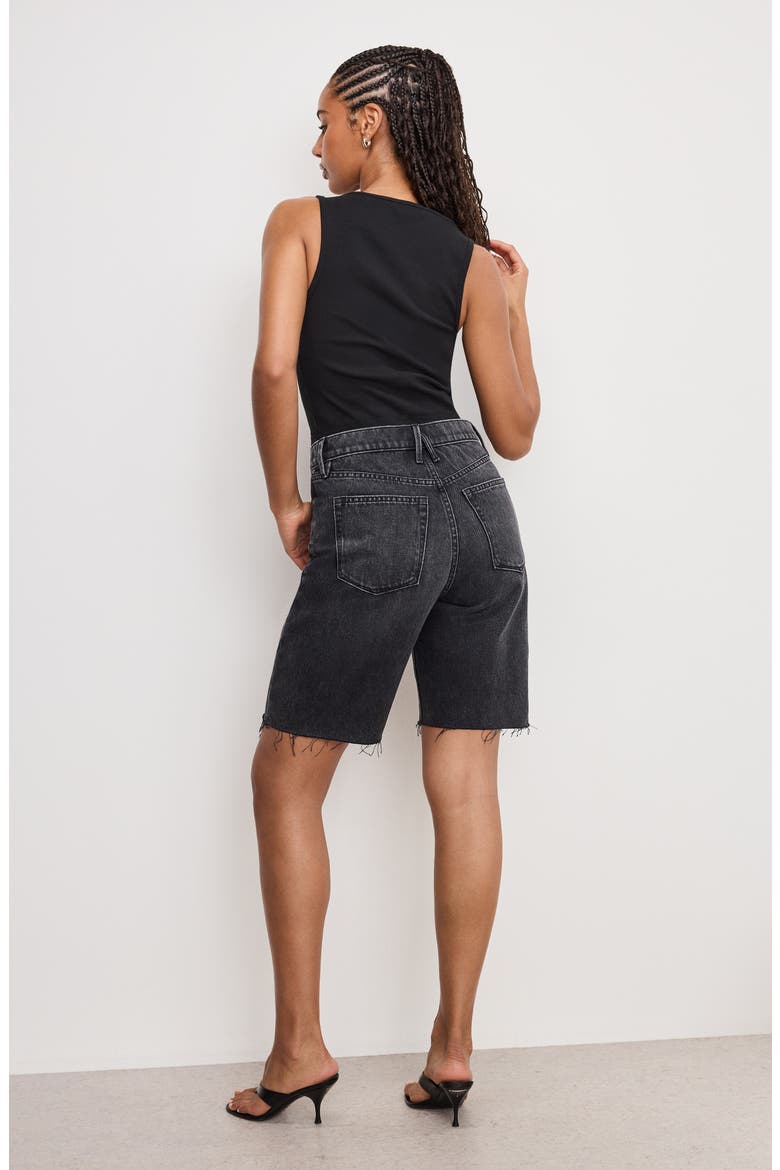 Good Standard Raw Hem Bermuda Shorts, Alternate, color, BLACK