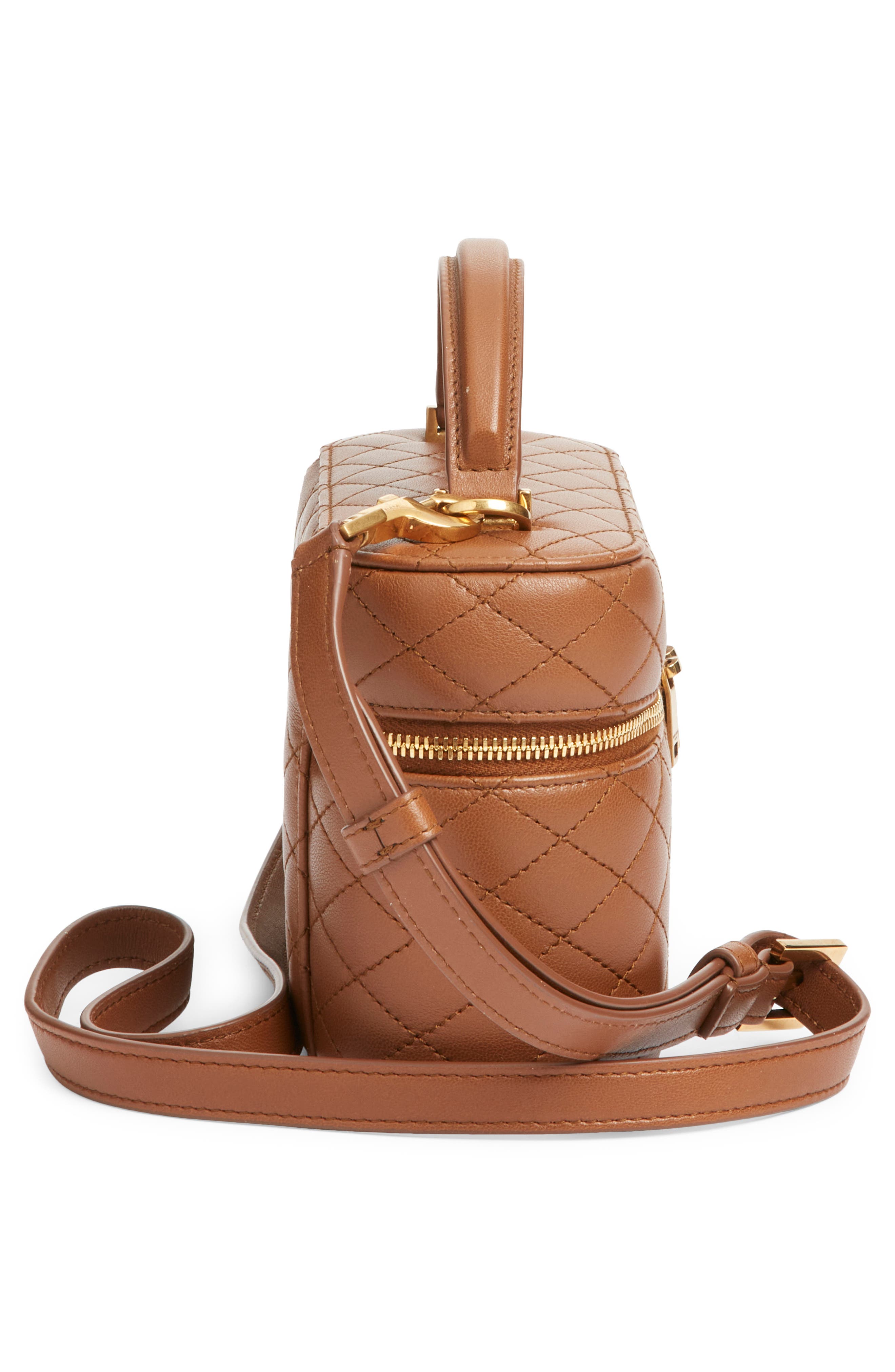 Saint Laurent Mini Gaby Quilted Leather Vanity Case, Alternate, color, Fox