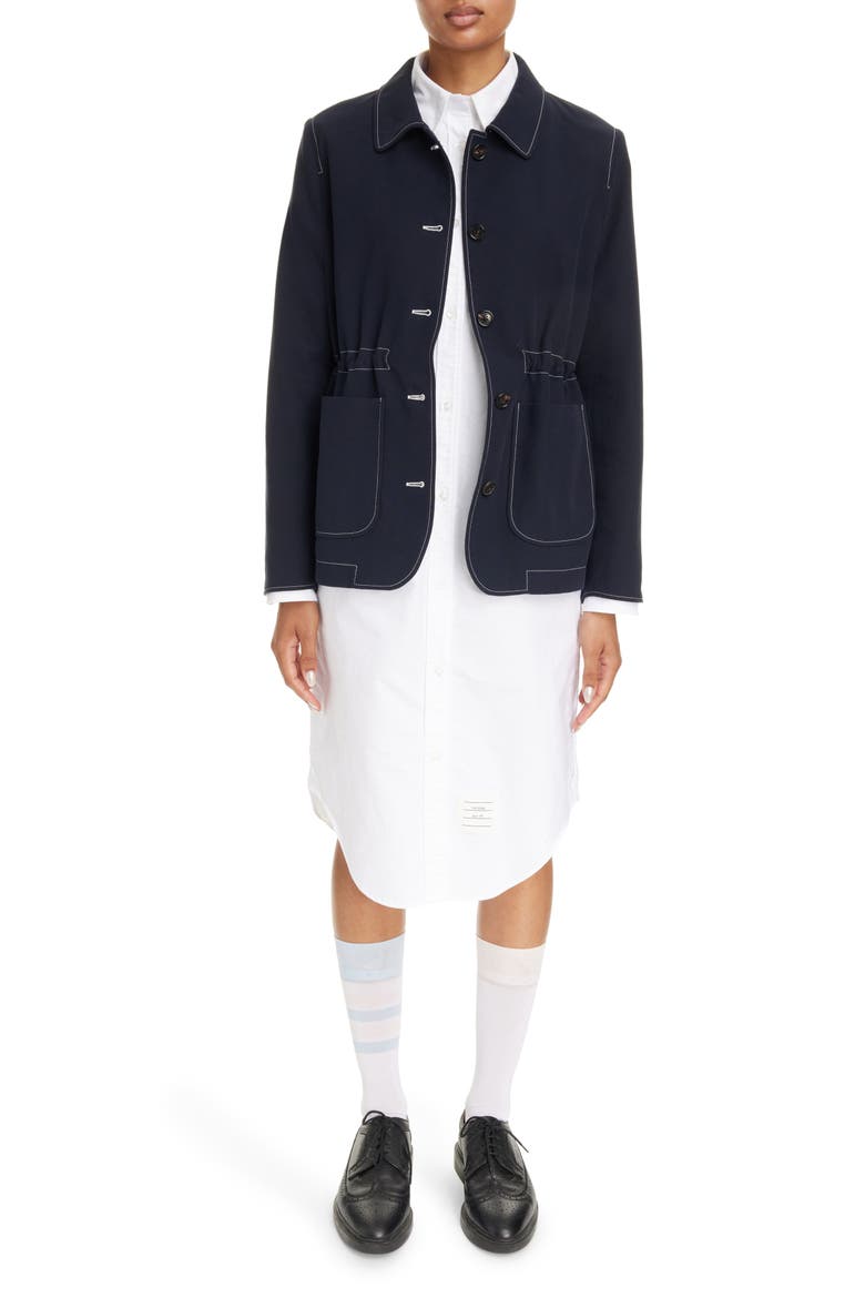 Patch Pocket Cotton Blend Hopsack Jacket, Alternate, color, NAVY