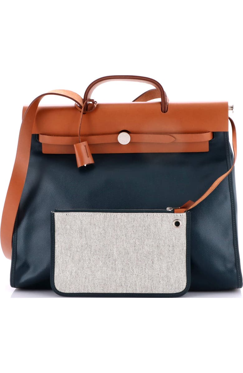 Pre-Owned Hermes Herbag Zip Berline Vache Canvas and Leather 39, Alternate, color, Vert Cypress