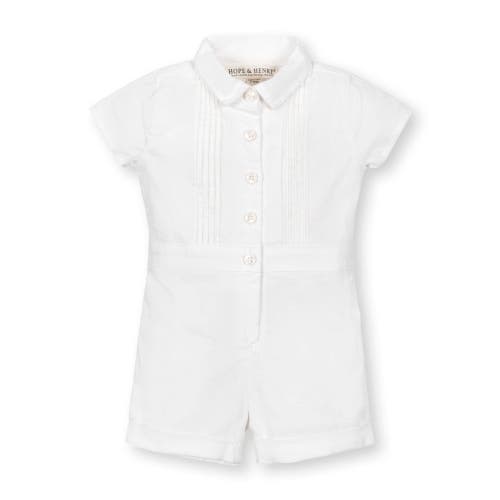 Hope & Henry Baby Linen Pintuck Romper, Infant In Soft White Pintuck