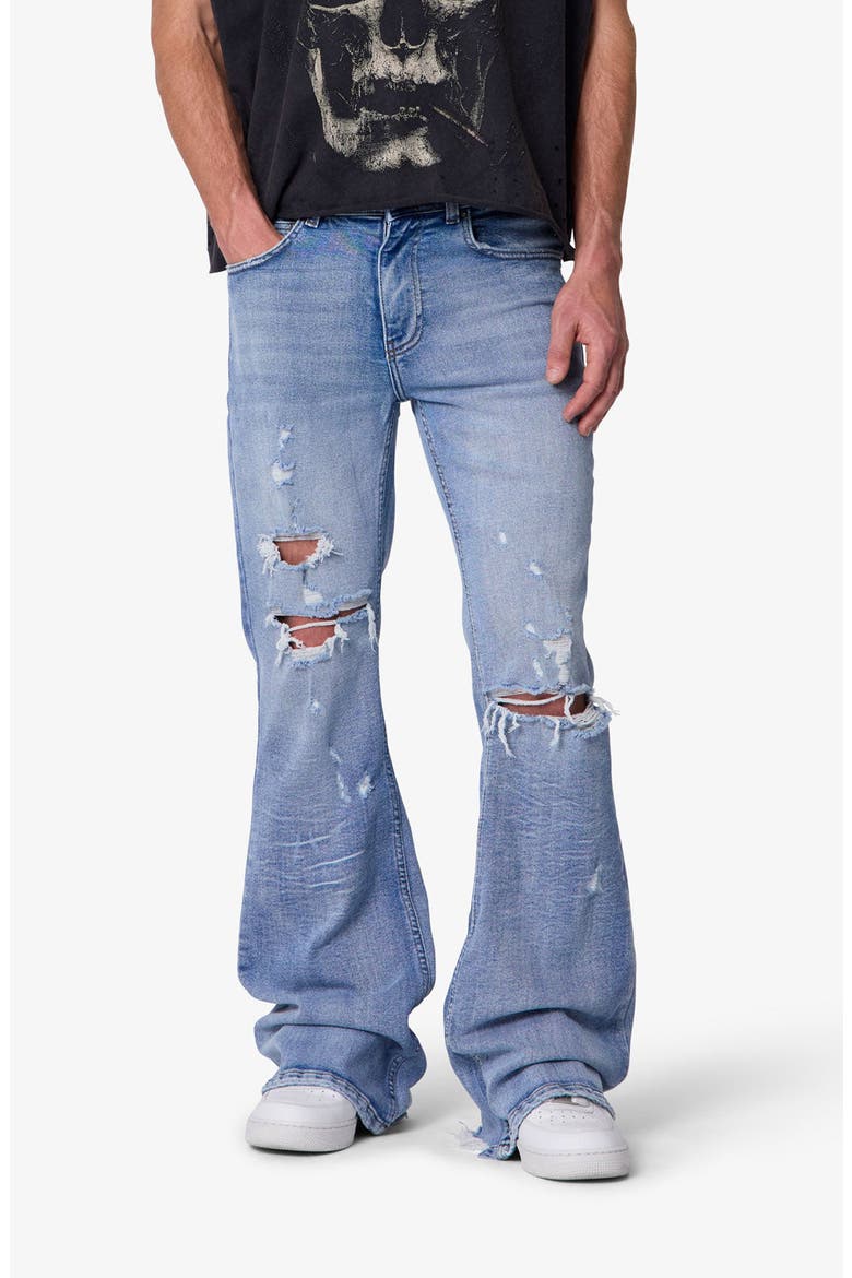 Distressed Super Flare Jeans, Alternate, color, BLUE