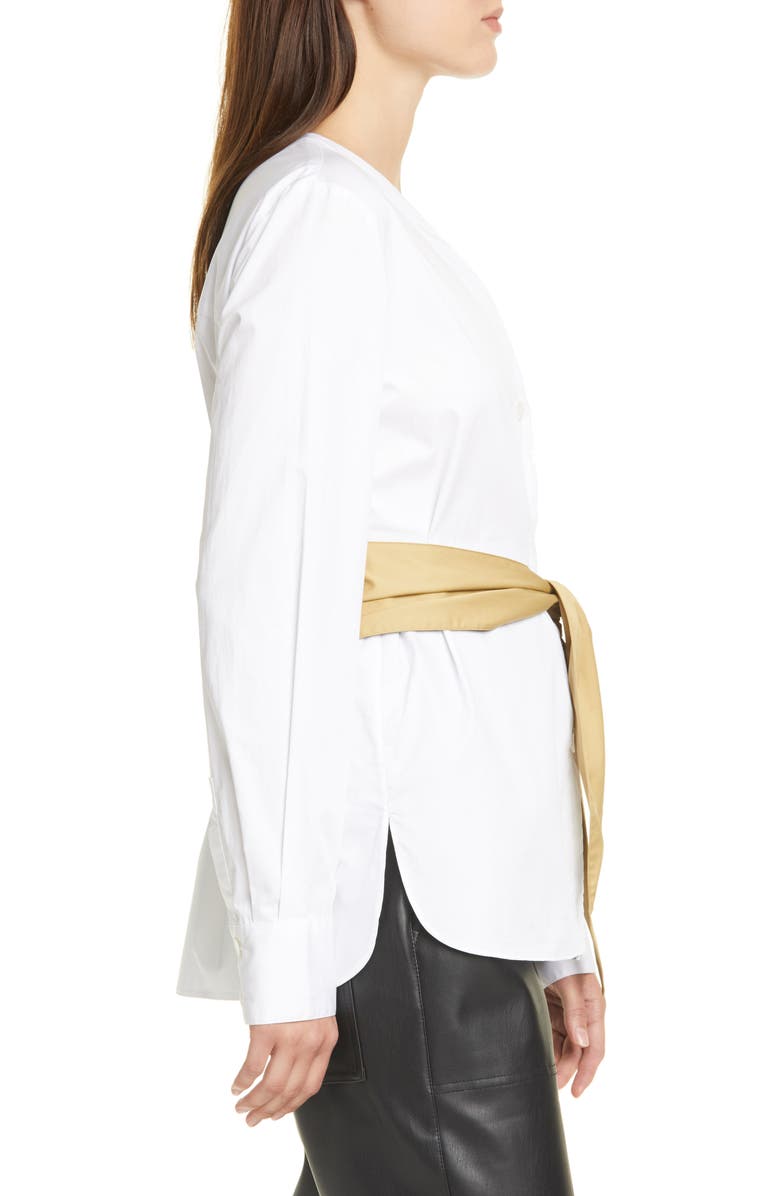 Tibi Cotton Poplin Shirt with Tie Belt, Alternate, color, 