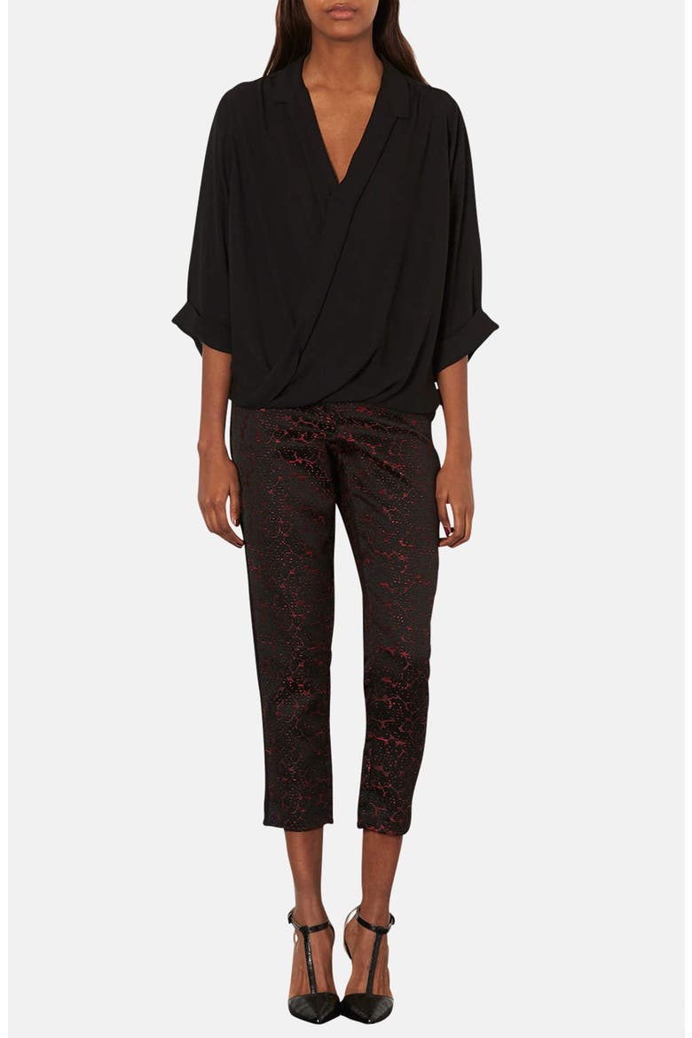 Surplice Woven High/Low Top, Alternate, color, BLACK