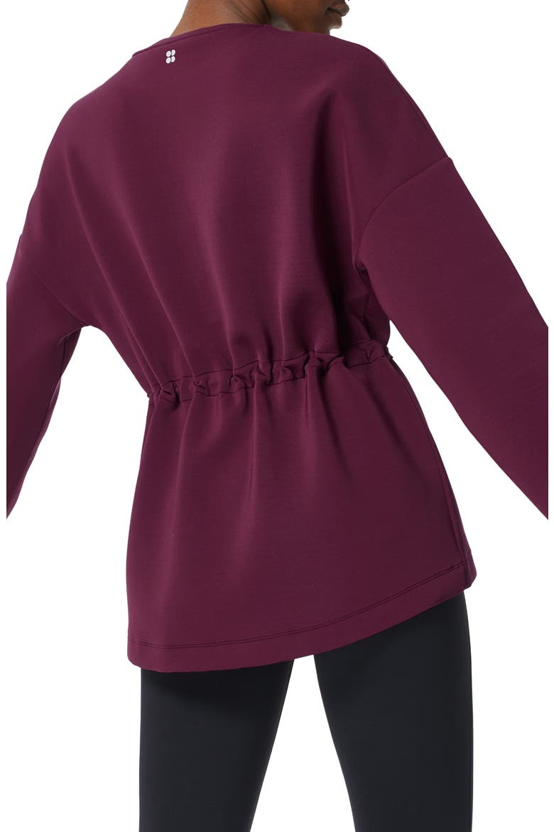 Grace Toggle Crewneck Sweatshirt, Alternate, color, PLUM RED
