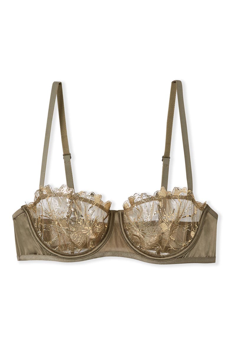 Amaryllis Embroidered Underwire Demi Bra, Alternate, color, COPPER