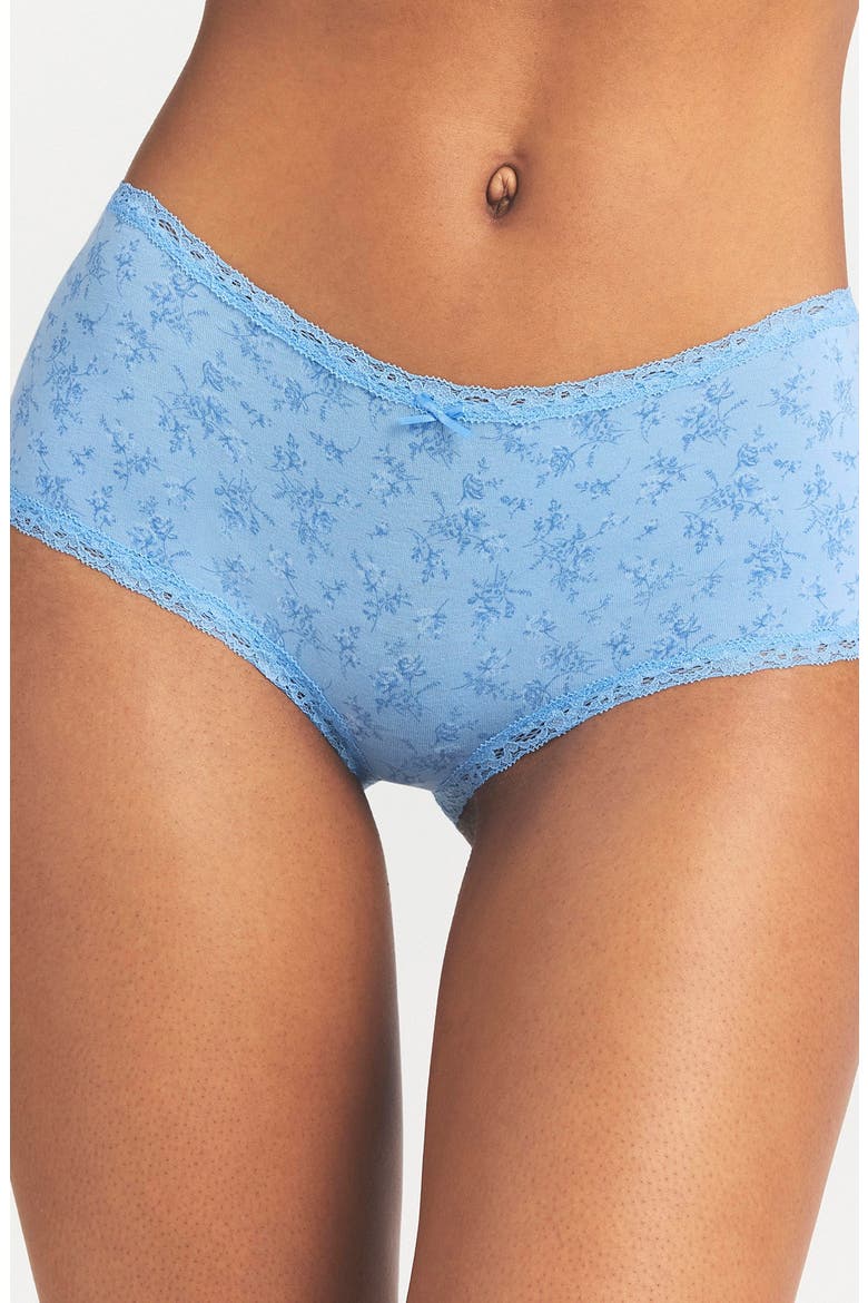 Lace Trim Boyshorts, Alternate, color, SURF DAINTY FLORAL