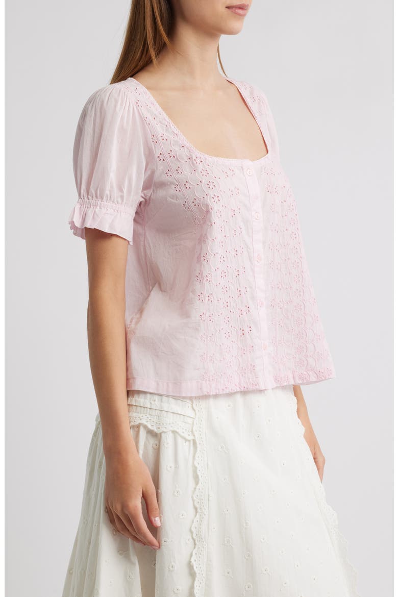 Organic Cotton Eyelet Top, Alternate, color, PINK
