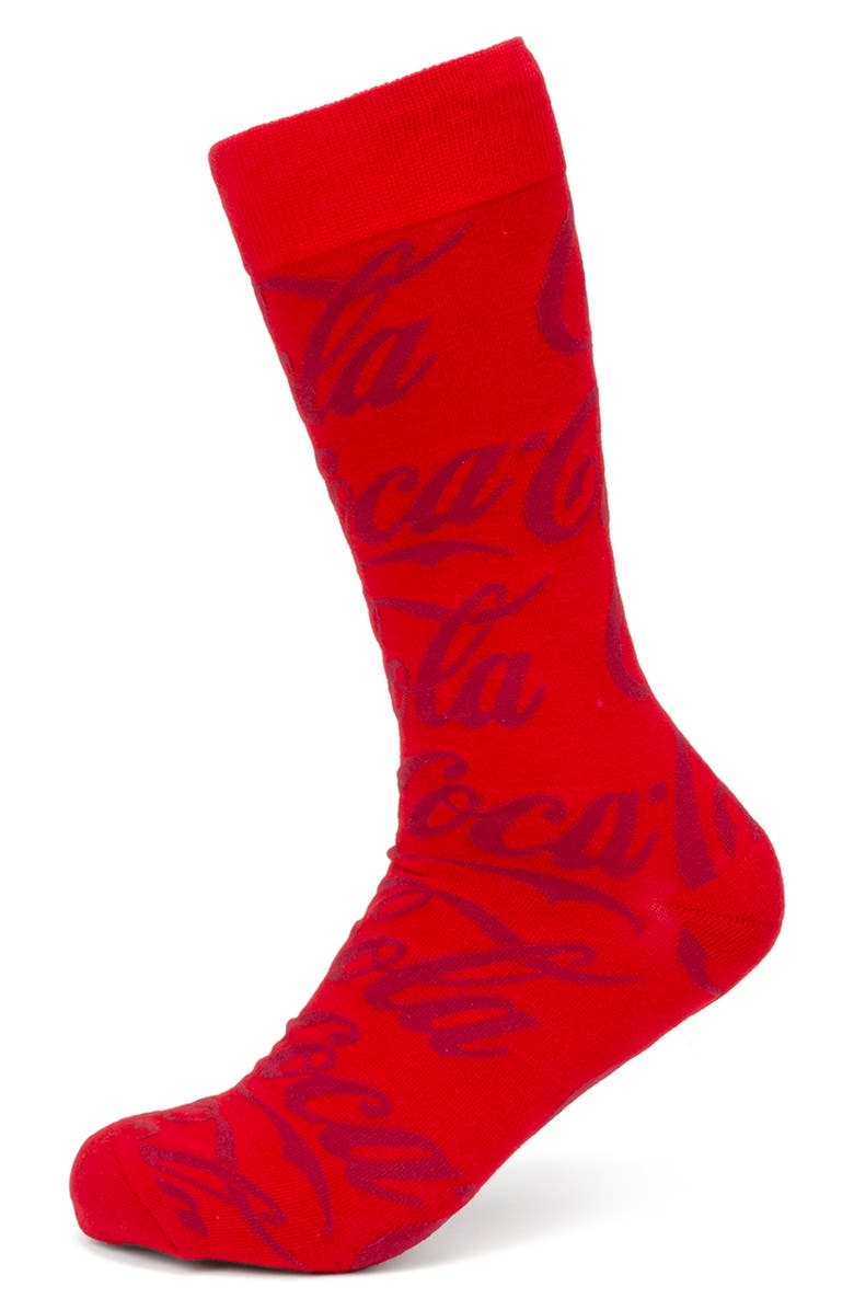 Cufflinks, Inc. Diet Coke Crew Socks, Main, color, Red