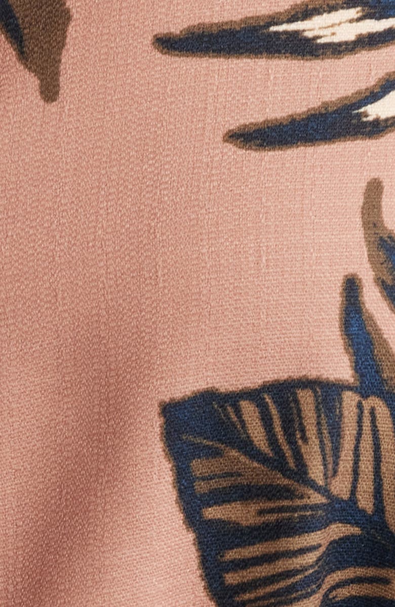 CIEBON Gaia Leaf Print Mini Shirtdress, Alternate, color, Taupe