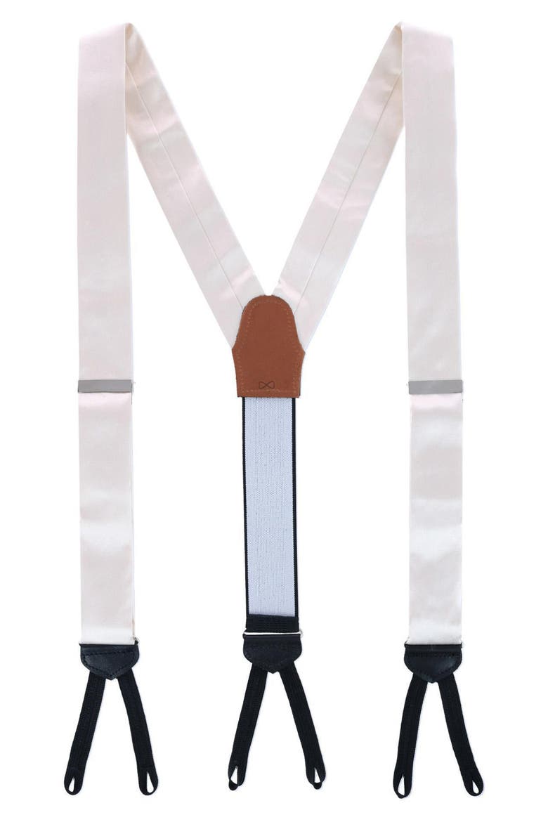 Sutton Solid Silk Suspenders, Main, color, IVORY