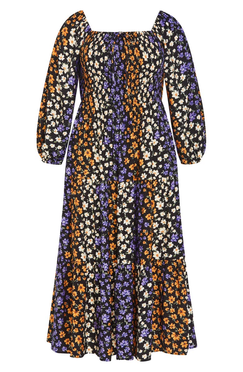 City Chic Alivia Floral Long Sleeve Tiered Maxi Dress, Alternate, color, Daydream Ditsy