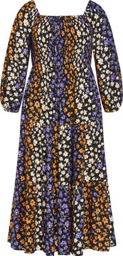 City Chic Alivia Floral Long Sleeve Tiered Maxi Dress