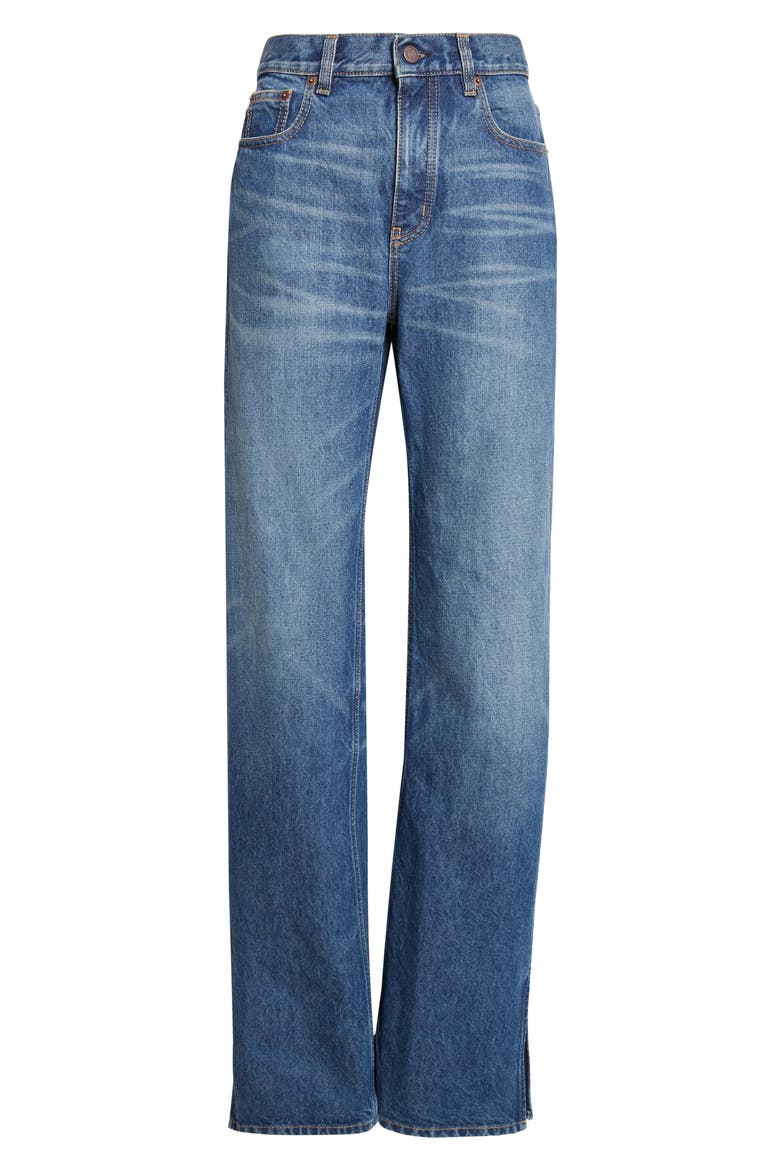 Split Hem Straight Leg Jeans, Alternate, color, FADED INDIGO