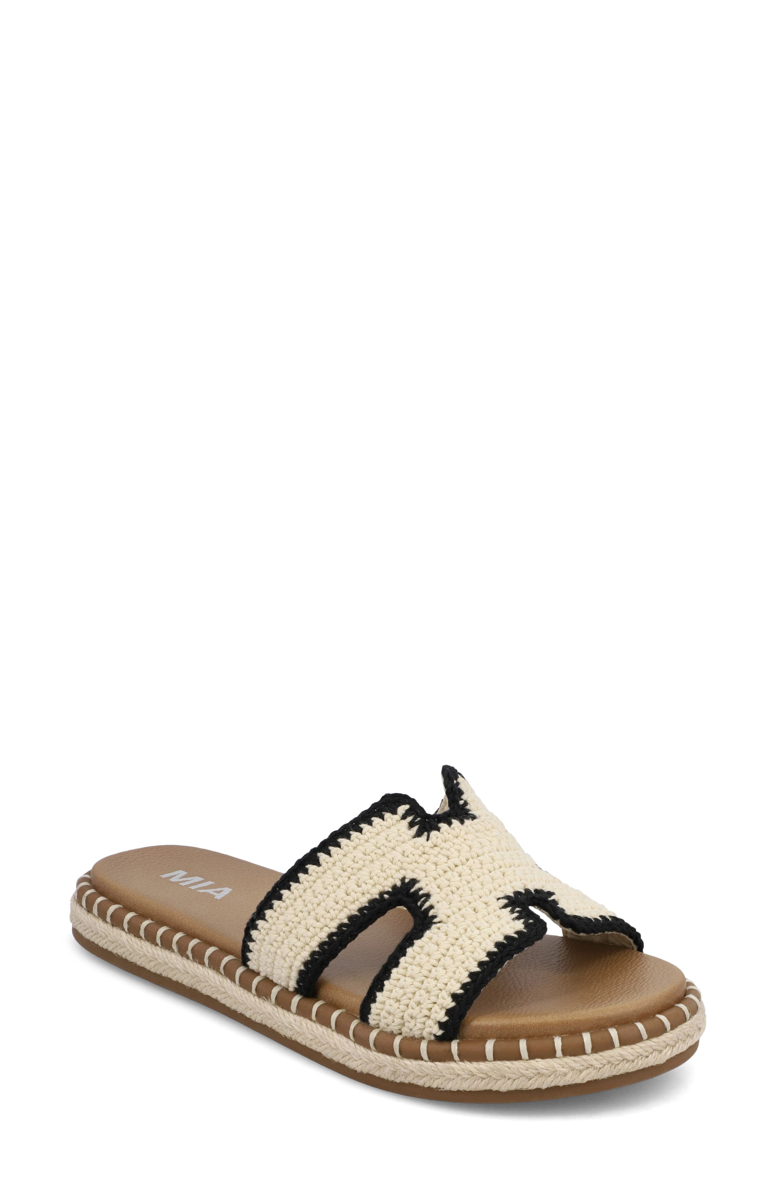 MIA Sabine Slide Sandal, Main, color, Black/ Off-White
