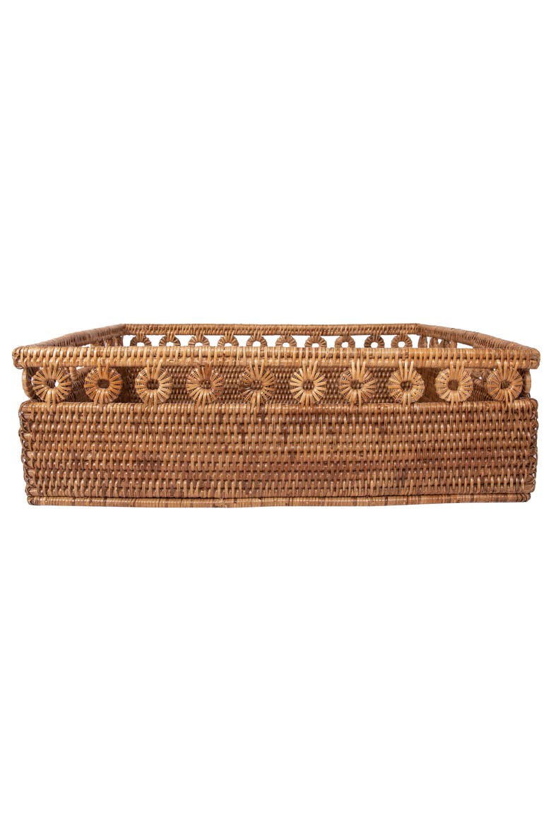 Artifacts Rattan Inna Design Rectangle Basket with Cutout Handles, Alternate, color, Honey Brown